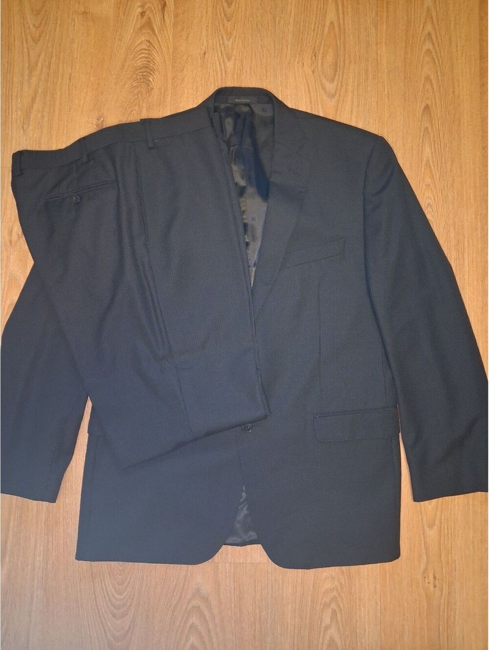 Calvin Klein 2 Piece Suit Mens 44R 36x29 Gray Striped Wool
